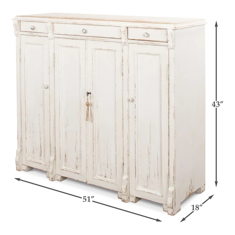 Elegant Transitional White 3-Drawer Sideboard - 51" Width