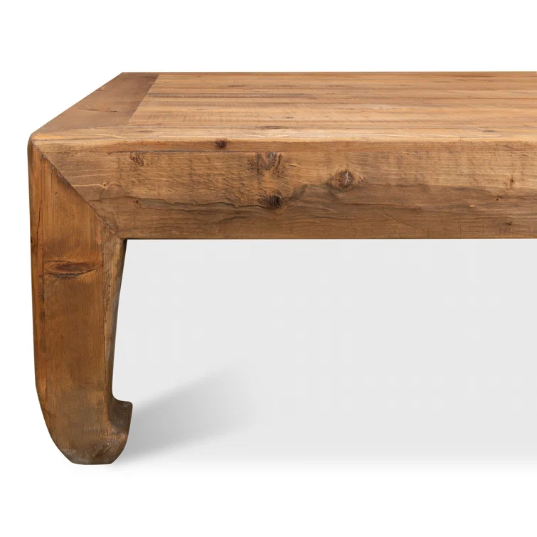Transitional Chinese-Inspired Square Coffee Table in Reclaimed Pine