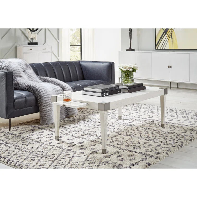 Lexington Gray Tufted Leather Stationary Sofa