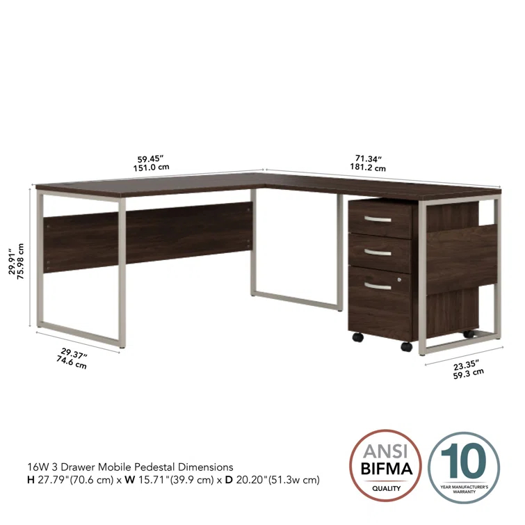 Hybrid L-Shaped Computer Desk Office Set