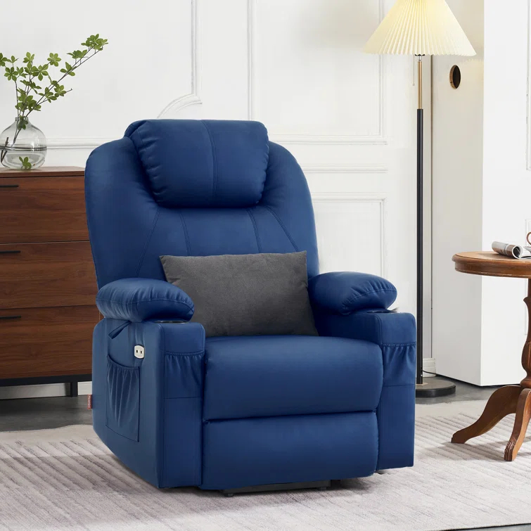 22.8" Wide Dual Motor Power Recliner Lift Chair with Massage and Heat, Infinite Position, Faux Leather