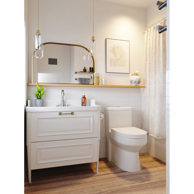 DeerValley Liberty Compact Toilets One-Piece Toilet With High-Efficiency Flush Round Toilet for Space-Saving Floor Mounted (Seat Included)