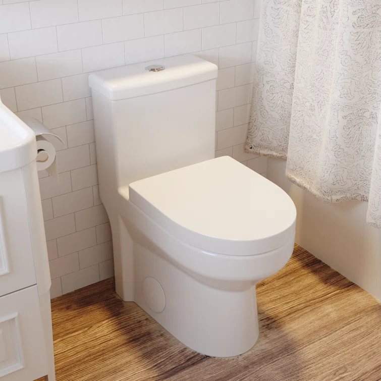 DeerValley Liberty Compact Toilets One-Piece Toilet With High-Efficiency Flush Round Toilet for Space-Saving Floor Mounted (Seat Included)