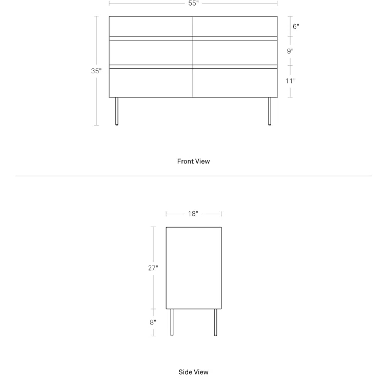 Clad 55'' W Unfinished 6 - Drawer Dresser