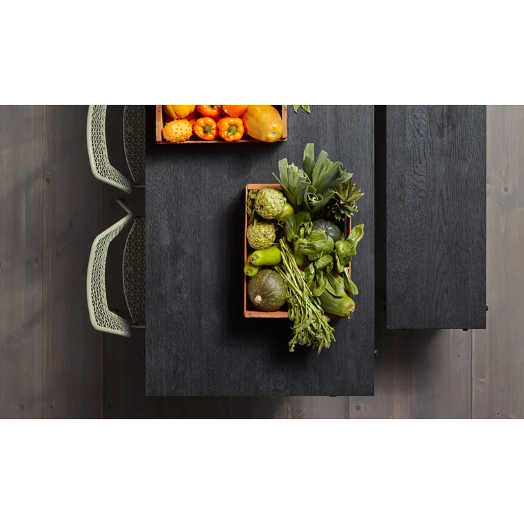 Branch Oak Solid Wood Top Metal Base Dining Table