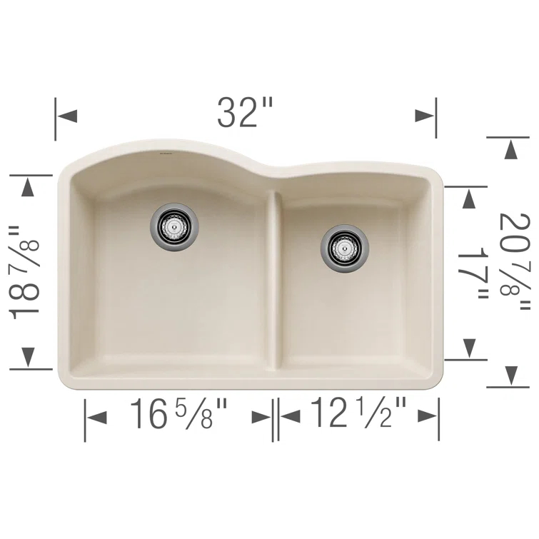 Diamond SILGRANIT 32" L x 20.88" W Double Bowl Undermount Kitchen Sink with Low Divide