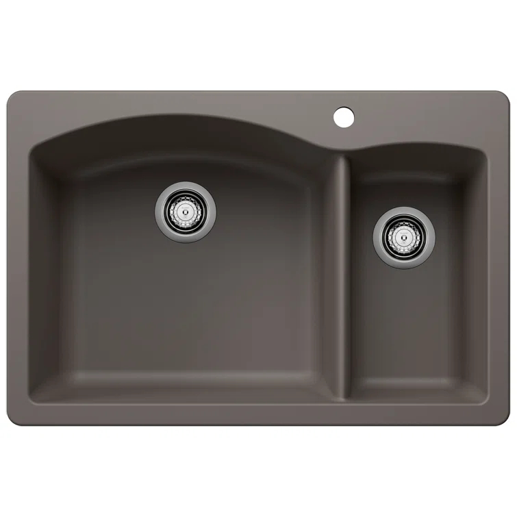 Diamond Silgranit 33" L x 22" W Double Basin Drop-In/Undermount Sink