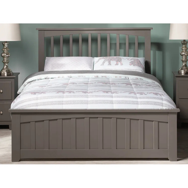 Mission Low Profile Solid Wood Platform Bed with Matching Footboard