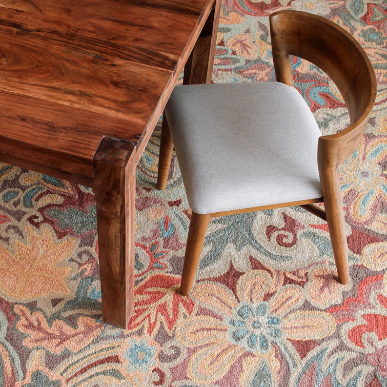 Florals Floral Tapestry Handmade Hand Tufted Wool Spice Rug