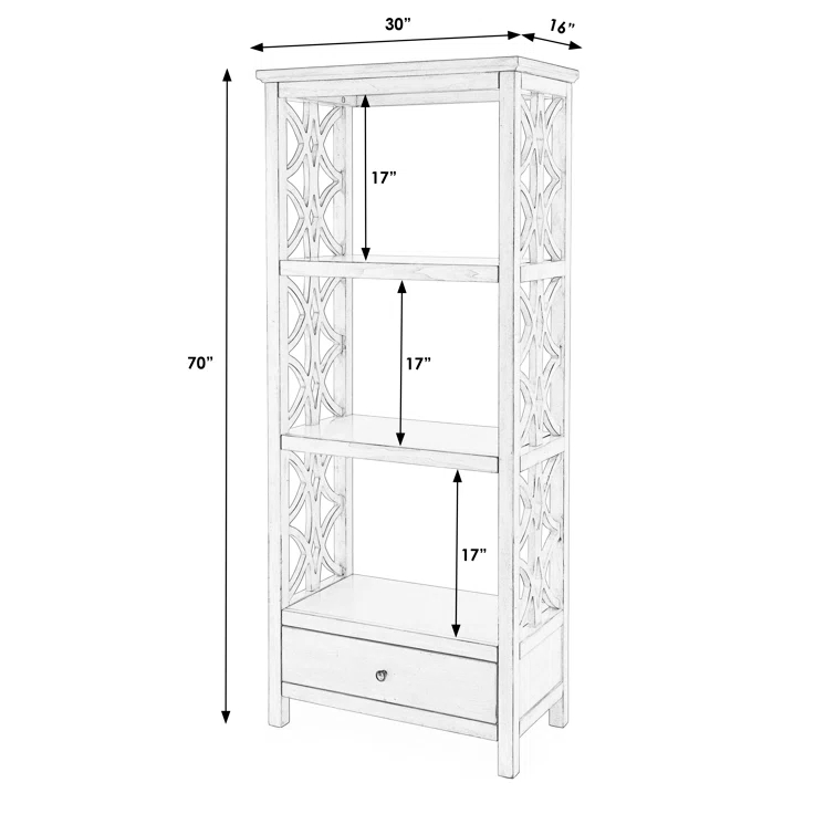 Lorena 30"W 3- Tier Etagere Bookcase with Storage Drawer