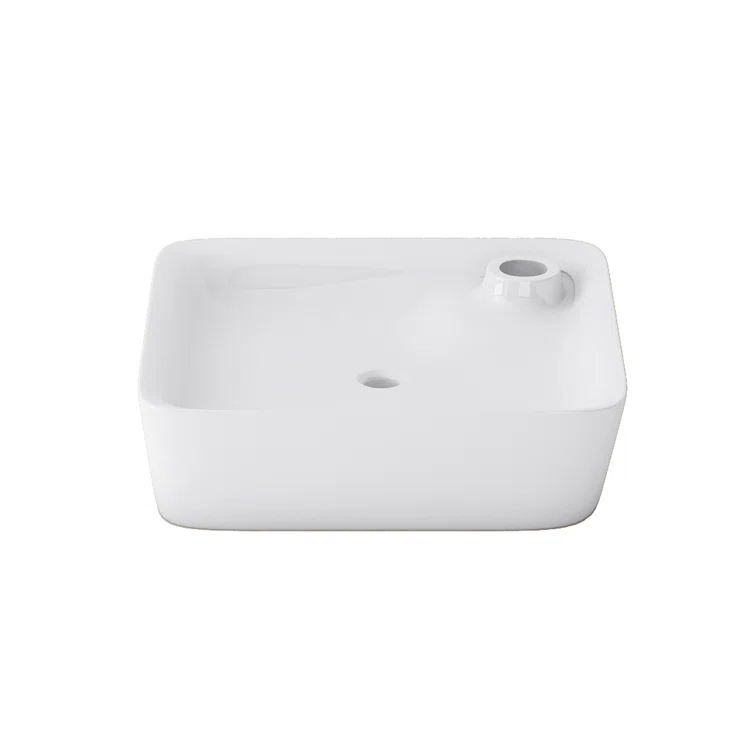Altair 17'' White Ceramic Square Bathroom Sink with Overflow