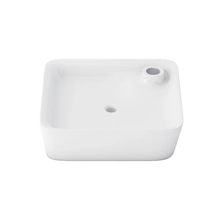Altair 17'' White Ceramic Square Bathroom Sink with Overflow