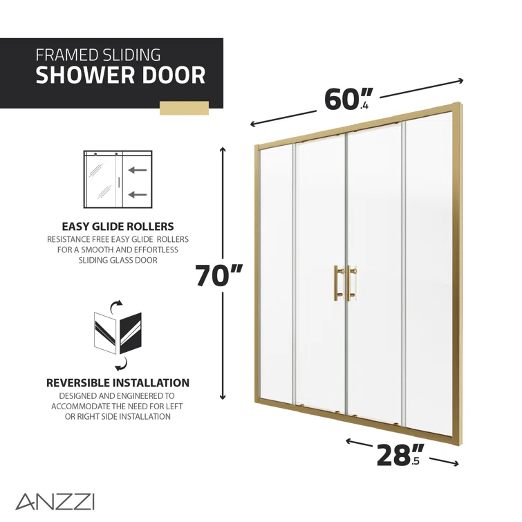 60" - 60.4" W x 70" H Framed Shower Door