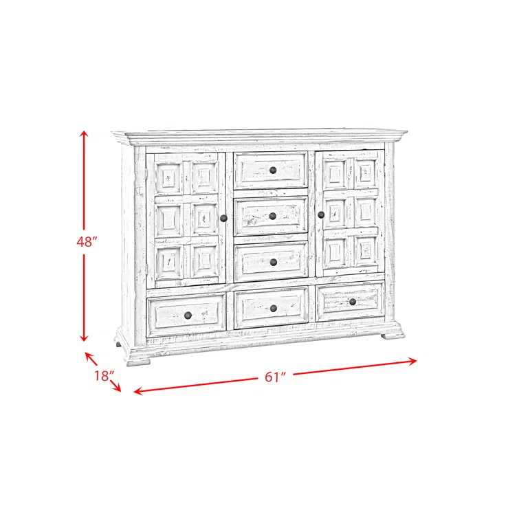 6 Drawer 61" W Combo Dresser
