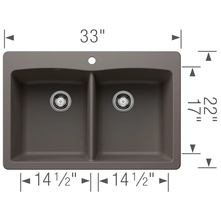 Diamond SILGRANIT 33" L x 22" W Double Bowl Drop-In/Undermount Kitchen Sink