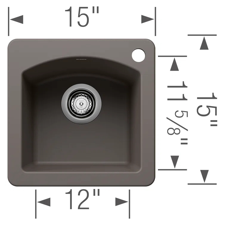 Diamond SILGRANIT 15" L x 15" W Drop-in/Undermount Bar Sink