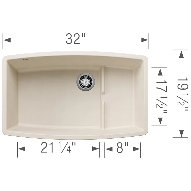 Performa Cascade SILGRANIT 32" L X 20'' W Single Bowl Undermount Kitchen Sink with Colander
