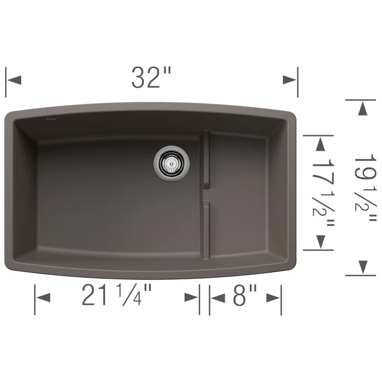 Performa Cascade SILGRANIT 32" Single Bowl Undermount Kitchen Sink with Colander