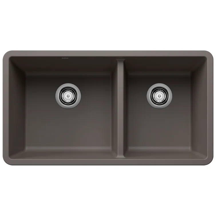 Precis SILGRANIT 33" L X 18" W Double Bowl Undermount Kitchen Sink