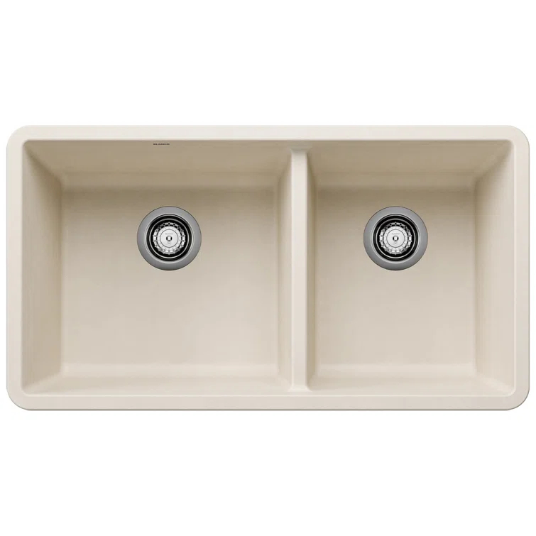 Precis SILGRANIT 33" L X 18" W Double Bowl Undermount Kitchen Sink