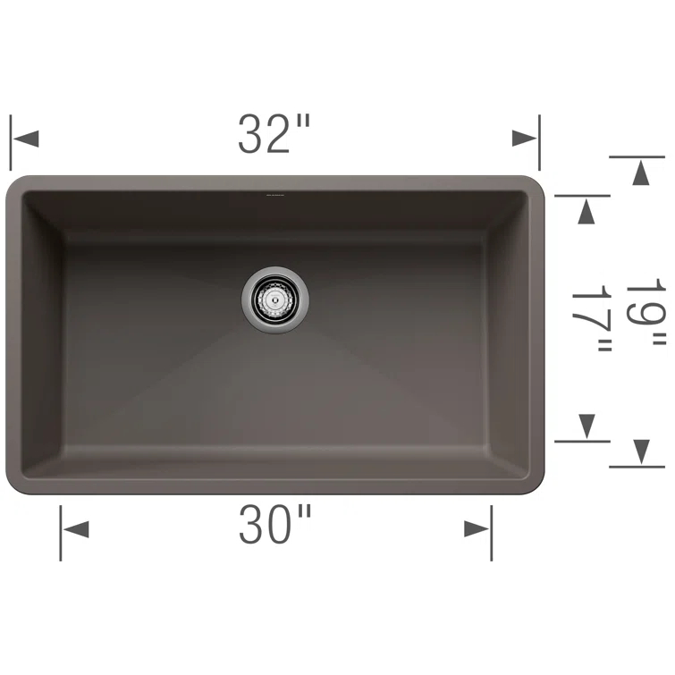 Precis SILGRANIT 32" L X 19" W Super Single Undermount Kitchen SInk