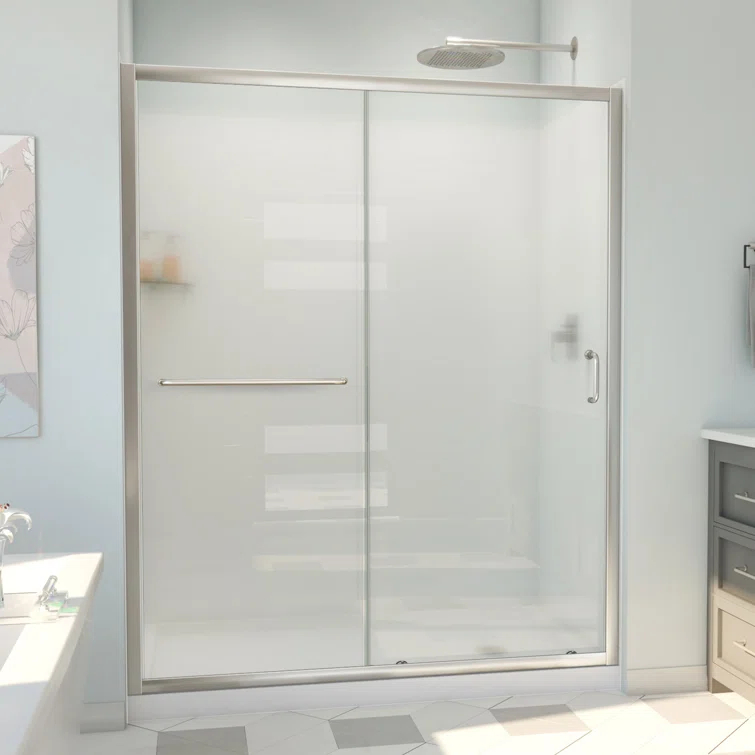 60" W x 34" D x 78" H Semi-Frameless Rectangle Shower Kit