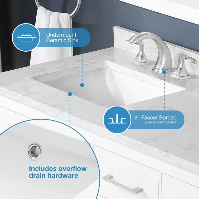 OVE Decors Athea 72 in. W Bath Vanity with Premium Countertop and Power Bar