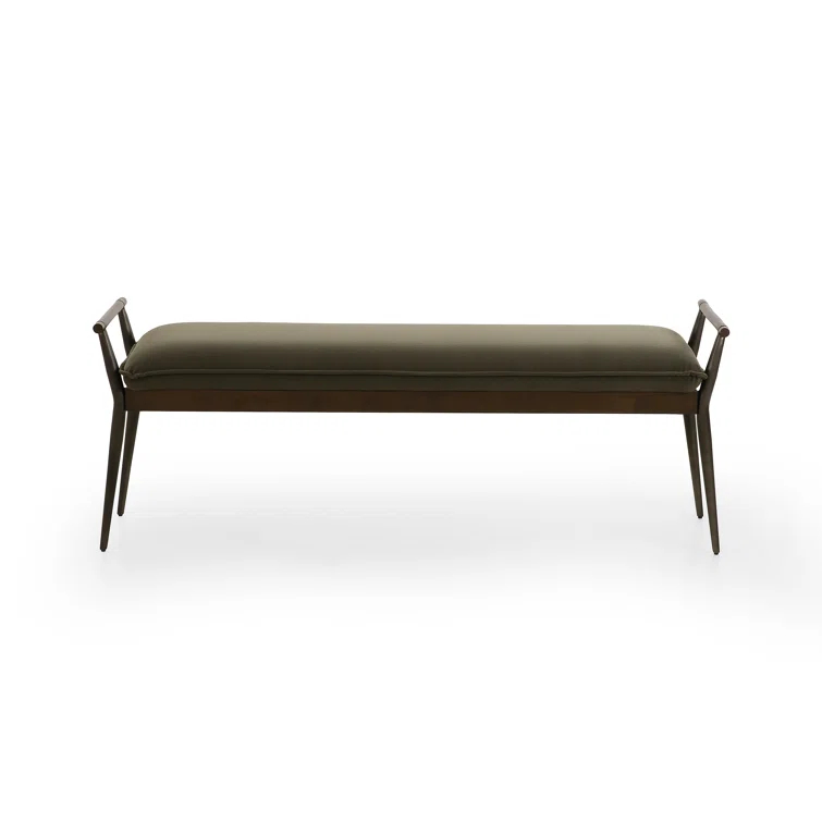 Charlotte Mid-Century Modern Velvet Loden Upholstered Bench