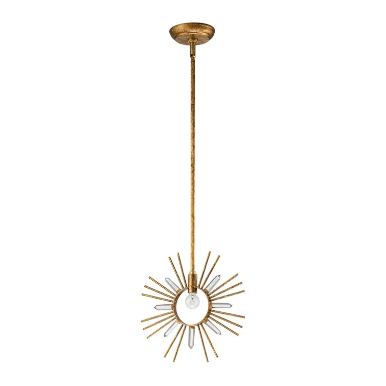 Gold Leaf Crystal Sunburst Pendant Light