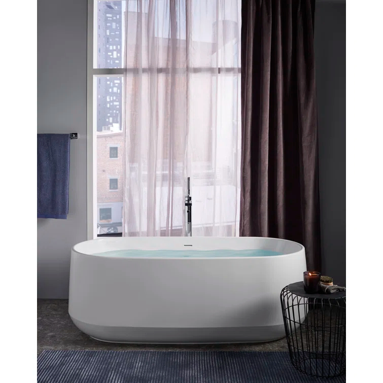 Parallel Floor-Mount Bath Filler Trim With Handshower