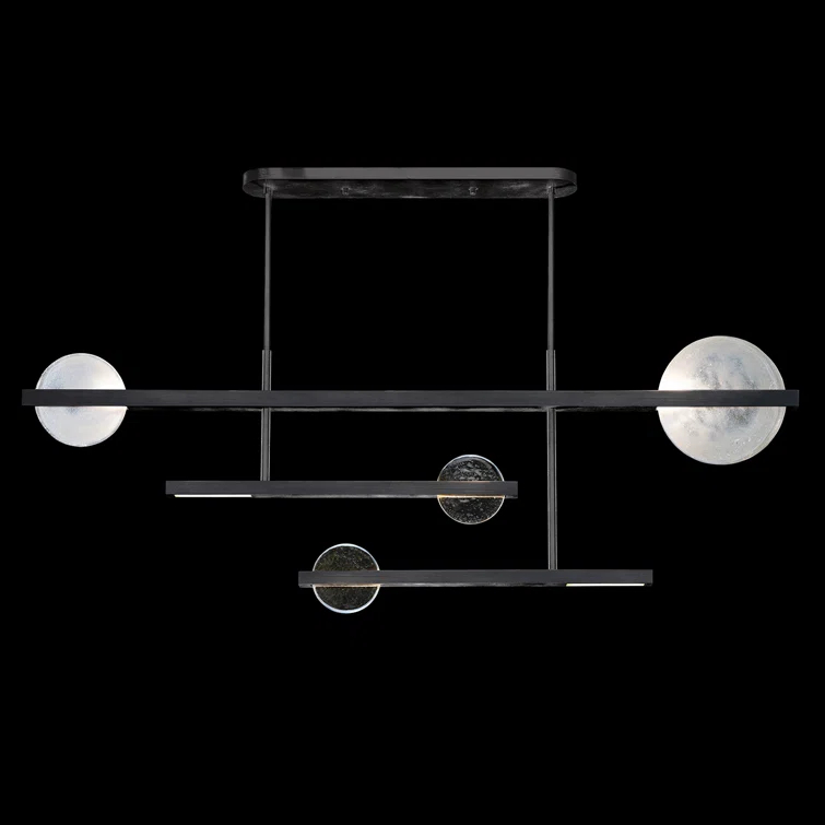 Selene Black Iron 6-Light LED Island Pendant with Clear/White Glass