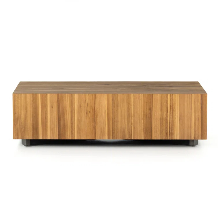 Hudson Modern Rectangular Brown Wood Coffee Table with Storage