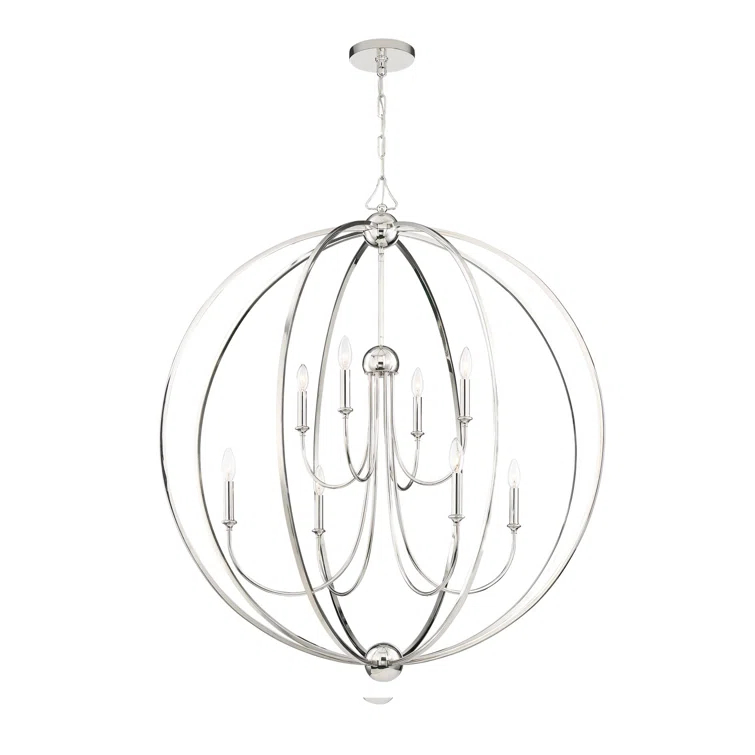 Elegant Sylvan 8-Light Polished Nickel Chandelier with White Silk Shades