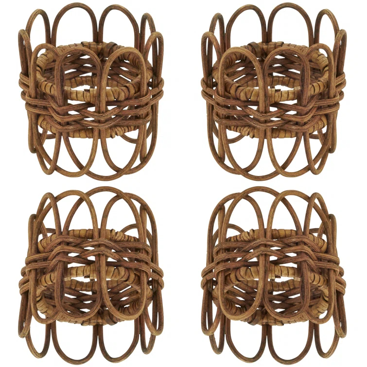 Hughie Rattan Napkin Rings with Twisted Design