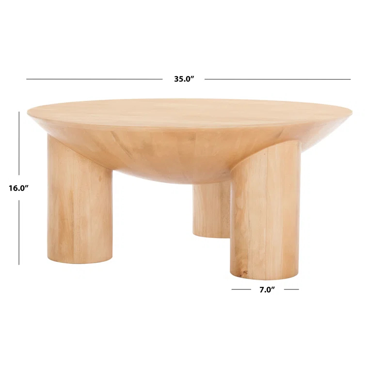 SAFAVIEH Couture Calhoun Contemporary Round Mango Wood Coffee Table, Natural