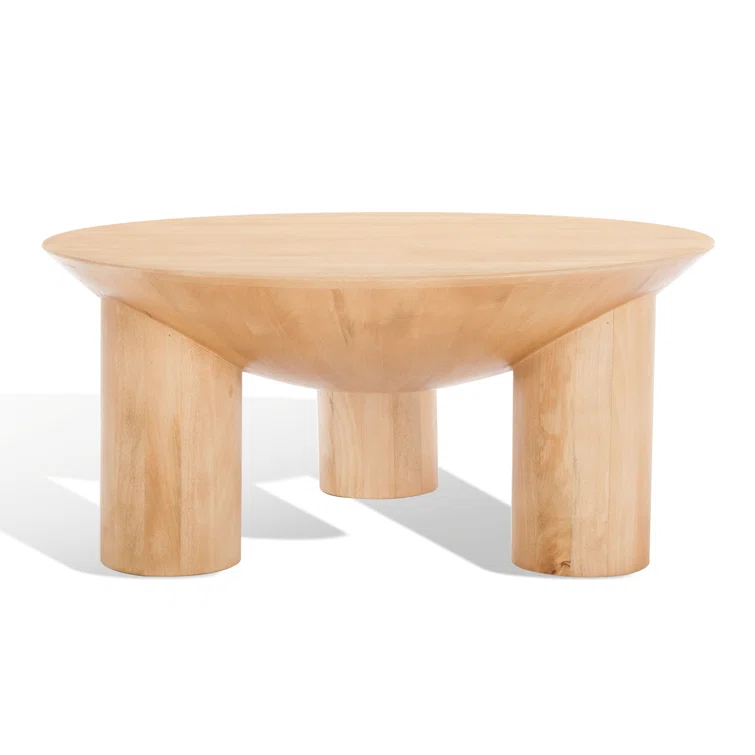 SAFAVIEH Couture Calhoun Contemporary Round Mango Wood Coffee Table, Natural