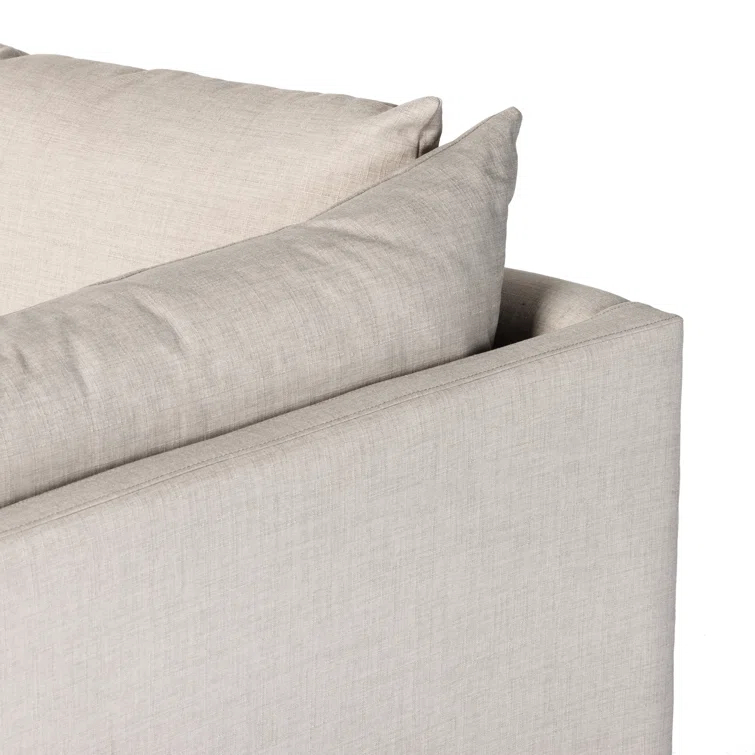 Bennett Moon Fabric Tuxedo Arm Sofa with Removable Cushions