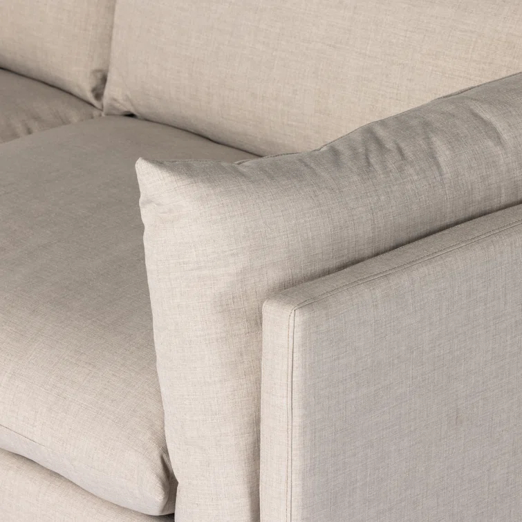 Bennett Moon Fabric Tuxedo Arm Sofa with Removable Cushions