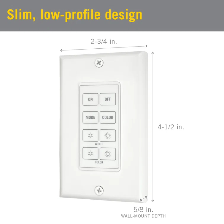 Wireless Wall Mount Touchpad for RGB+W LED Dimmers