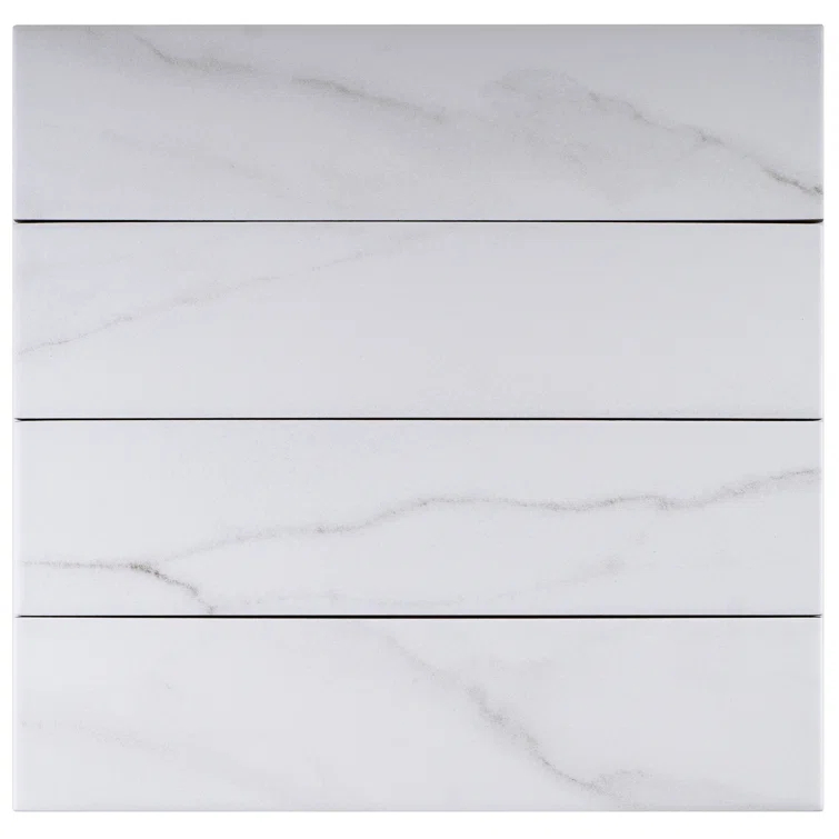 Pulpis 3" x 13" Beveled Porcelain Marble Look Subway Wall & Floor Tile