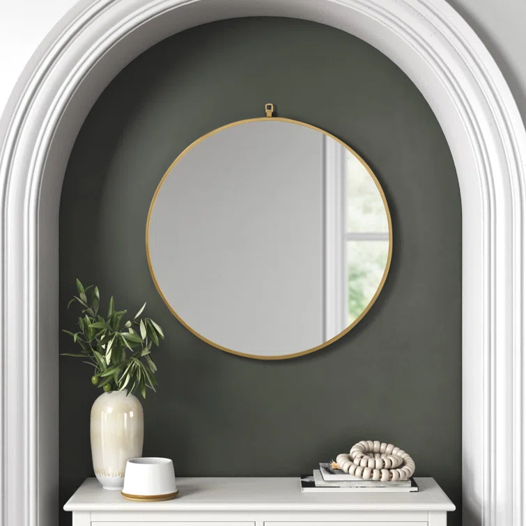 Cassie Metal/Manufactured Wood Round Wall Mirror