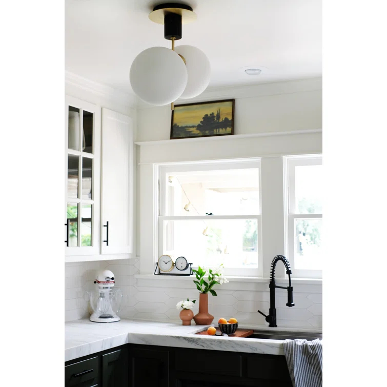 Drake 2 Light Glass Semi Flush Mount