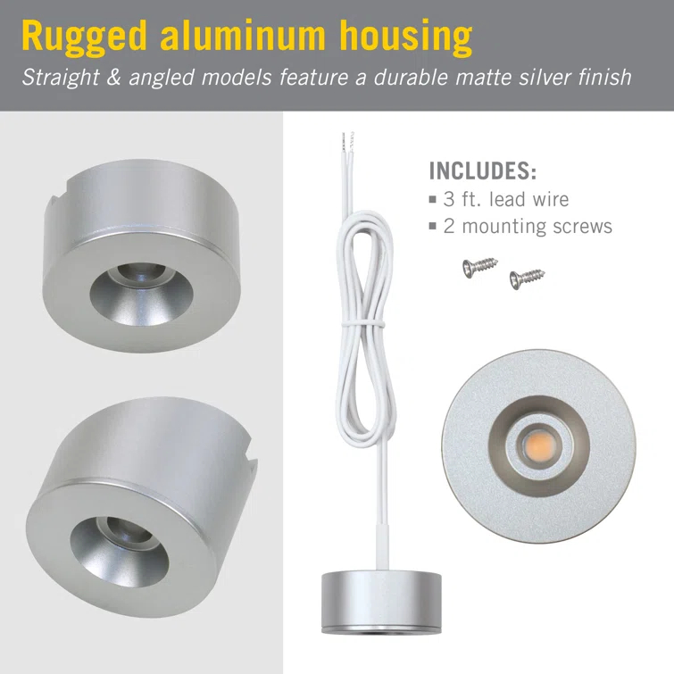 Dot Under Cabinet LED Puck Light, Flat, 2700K Undercabinet Puck Light