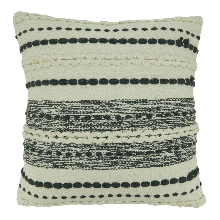 Saro Meir Design Striped Cotton Throw Pillow