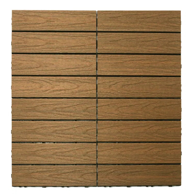UltraShield Naturale 1 ft. x 1 ft. Quick Deck Outdoor Composite Deck Tile in Peruvian Teak (10 sq. ft. Per Box)