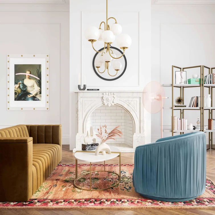 Velvet Swivel Barrel Chair