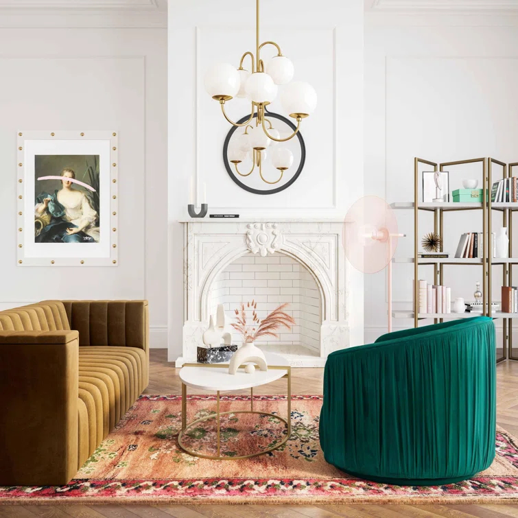 Velvet Swivel Barrel Chair