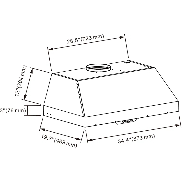 36" 500 CFM Insert Range Hood in Stainless Steel