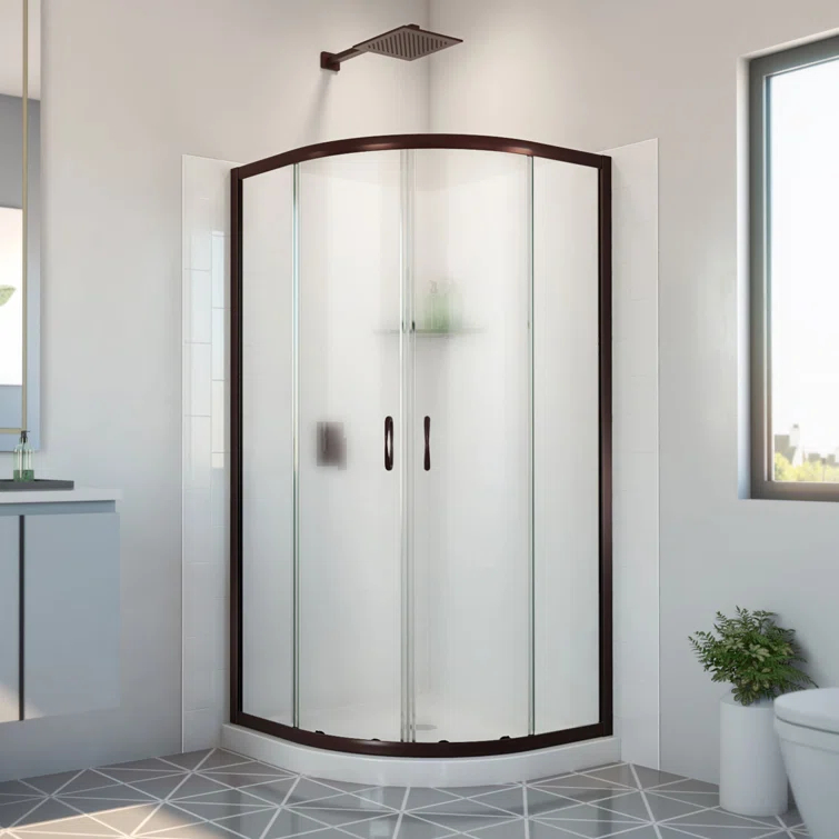DreamLine Dreamline Prime 33 In. X 33 In. X 78 3/4 In. H Shower Enclosure, Base, And White Wall Kit In Chrome And Frosted Glass E2703333XFQ0006