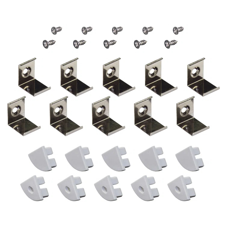 Accessory Packs for LED Tape Light Mounting Channels, Corner Mount, Grey